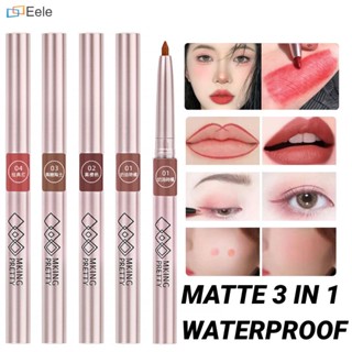 MKING PRETTY 6 สี Matte Lip Liner หมุนกันน้ำ Multi-Functional Hook Line ลิปสติกปากกาแต่งหน้าเครื่องสำอาง ↑Eele