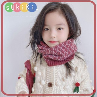 Sukiki ผ้าพันคอ ผ้าขนสัตว์ อบอุ่น คอสี่เหลี่ยมขนมเปียกปูน สําหรับเด็กชายและเด็กหญิง
