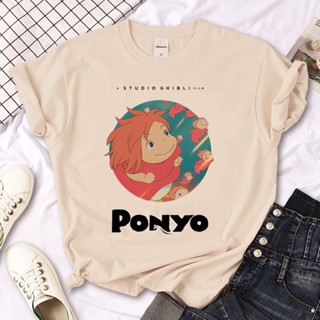 เสื้อยืด พิมพ์ลายกราฟฟิค Ponyo แฟชั่นฤดูร้อน สไตล์ญี่ปุ่น แนวสตรีท สําหรับผู้หญิง 2000s