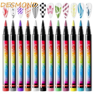 Desmond ปากกาวาดภาพระบายสีเล็บ 3D 12 สี ต่อชุด DIY