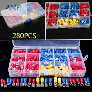 ⚡NEW 8⚡Crimp Spade Terminals 280PCS Insulated Electrical Red/blue/yellow 1 Hole