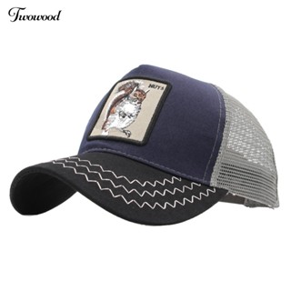 Twowood หมวกเบสบอล ผ้าตาข่าย ปักลายสัตว์ สไตล์ฮิปฮอป สําหรับผู้ชาย