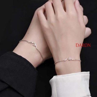 Daron สร้อยข้อมือคู่รัก เพื่อนที่ดีที่สุด เงิน เรียบง่าย คลื่น ภูเขา สาว สไตล์เกาหลี สร้อยข้อมือทะเล ผู้หญิง โซ่มือ