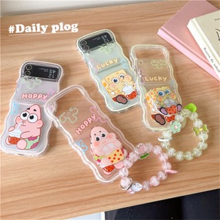 เคสโทรศัพท์มือถือ ซิลิโคนนิ่ม Tpu ลายการ์ตูนอนิเมะน่ารัก พร้อมสร้อยข้อมือ สําหรับ Samsung Galaxy Z Flip 3 Z Flip 4 Z Flip 5 5G