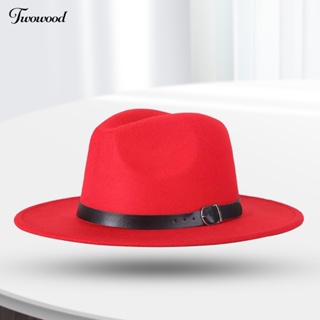 Twowood Fedora หมวกแจ๊ส สีพื้น ปรับได้ สไตล์อังกฤษ แนวสตรีท อุปกรณ์เสริม สําหรับแต่งกาย