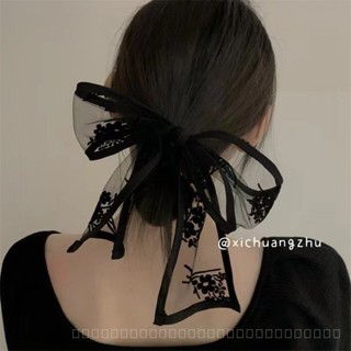 0825FS Super Beautiful Lace Fairy Bow Hair Band Headscarf Spring and Summer Scarf Scarf Tie-up Hair Tied-up Hair Retro Korean Type Hair Accessories 9VMV