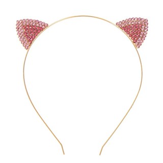 0825FS Diamond Cat Ear Headband Ins Korean Style Simple Color Thin Headband Cute out Hair Fixer Cat Hair Accessories CNEH