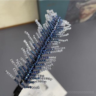 0825FS Handmade Crystal Headband Womens Exquisite Gradient Beaded Feather Headband Light Luxury Korean High-Grade Pressure Bridal Hair Accessories GVZE