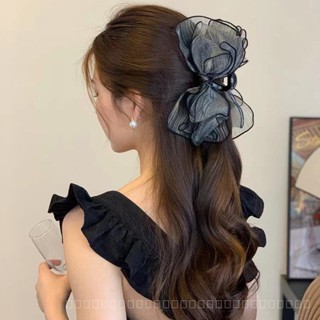 0825FS High-Grade Mesh Yarn Bow Claw Clip Female Summer Back Head Updo Large Shark Clip Elegant Hair Clip Head Accessories YLBB