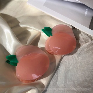 0825FS Online Influencer Cute Acetate Peach Barrettes Large Sweet Girl Back Head Shark Clip Pink Hair Claws Hair Pins REEM