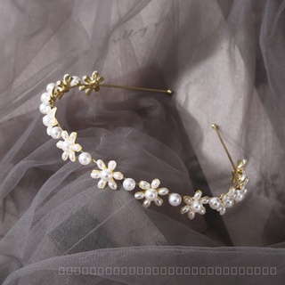 0825FS New Cross-Border Pearl Headband Flower-Shaped Oval Bright Beads Thin Headband Temperament Bride Simple Soft Style Fresh Hair Accessories GXIL