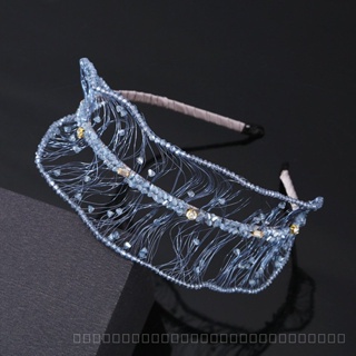 0825FS Korean Style Diamond Beaded Crystal Headband Exquisite Hand-Woven Blue Mesh Rhinestone Headband Internet Celebrity High-End Hair Accessories MAM0