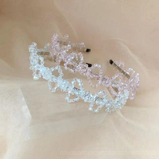 0825FS Japanese and Korean Beaded Crystal Headband Ins Super Fairy Handmade Winding Knotted Headband Advanced Special-Interest Design Simple Hair Accessories ZVQ6