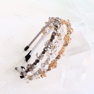 0825FS Shiny Diamond-Encrusted Handmade Beaded Geometric Crystal Headband Korean High Sense Internet-Famous Headband Women Simple Elegant Hair Accessories BGL8