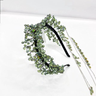 0825FS Xizijia Crystal Headband Female Heavy Industry Light Luxury Handmade Woven Crystal Bride Fringed Headwear Korean Style All-Match Hair Accessories MLV4