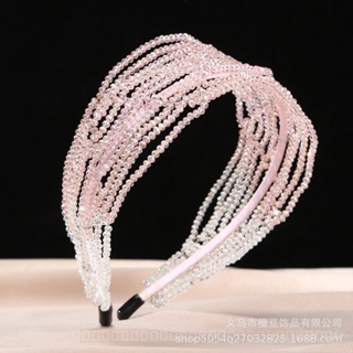 0825FS Same Style as European and American Web Celebrities Crystal Headband Exquisite Heavy Industry Beaded Line Rhinestone Headband Korean Style Wedding Dress Wedding Hair Access