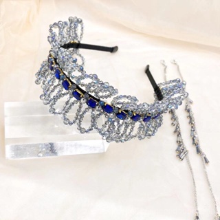 0825FS High-End Tassel Crystal Headband Womens Hand-Woven Mesh Diamond Crystal Headband High-Grade Sense Internet Celebrity Hair Accessories Hairpin CPPA