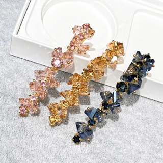 0825FS South Korea Dongdaemun Crystal Barrettes Delicate Bead-Set Diamond Handmade Word Spring Clip Horizontal Clip Light Luxury All-Match Online Influencer Headdress SVL4