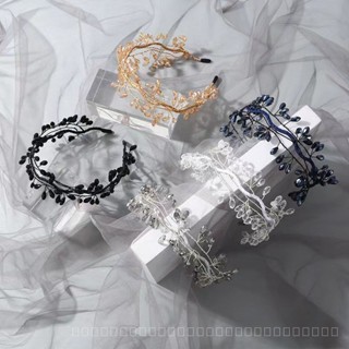 0825FS Korean Handmade Headband Luxury Copper Wire Beaded Winding Flower Headband Cross-Border High-End Woven Crystal Headband Q50K