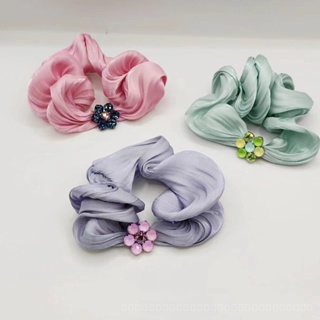 0825FS South Korea Dongdaemun Crystal Hair Tie Womens Fashion Colorful Flower Czech Diamond Large Intestine Hair Rope High Sense Internet Celebrity Hair Accessories 8TYG