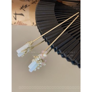 0825FS New Chinese Style Peach Blossom Pearl Hair Clasp Womens High-Grade Updo Temperament Hairpin Han Chinese Clothing Cheongsam Hairpin Hair Accessories EYOW