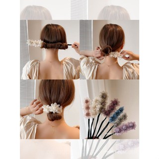 0825FS Korean Super Fairy Organza Flower Bun Hair Band Sweet Graceful Online Influencer Lazy Braided Hair Modeling Artifact Women QOS9