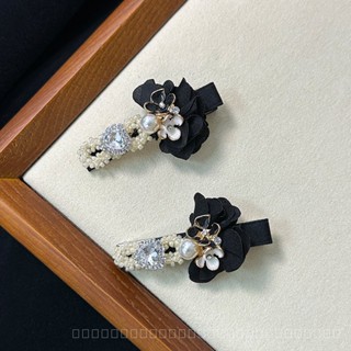 0825FS South Korea Dongdaemun Pearl Flower Barrettes Side Clip Rhinestone Side Clip Duckbill Clip Light Luxury Bang Clip Hairware HXZL