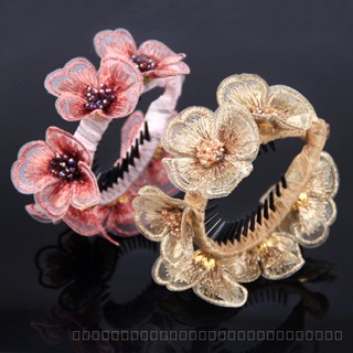 0825FS Updo Hairpin Womens Bun Hair Band Hair Accessories Simple Flower Elegant Graceful Ponytail Clip Adult Hair Top Clip Grip KPC6