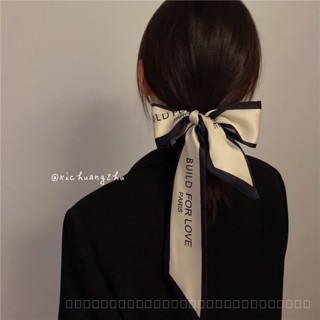 0825FS LETTER SMALL Long Narrow Scarf Hair Band French Vintage Style Scarf Tie Hair Ribbon Spring and Summer Tie Hair Ribbon Hair Accessories NWBG