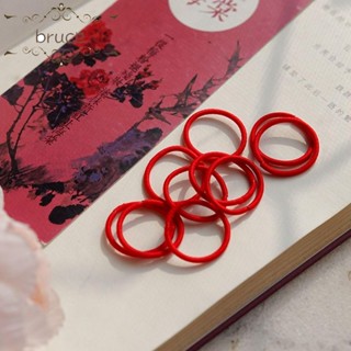 ยางรัดผม ประดับพู่ ลายดอกไม้ สีแดง สไตล์ฮั่นฝู แฟชั่นเรโทร สําหรับเด็กผู้หญิง จํานวน 4 ชิ้น ต่อชุด