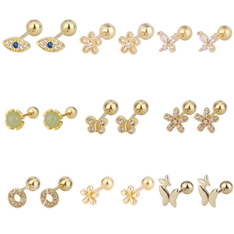1 คู่ทองผีเสื้อ Earings สําหรับผู้หญิง Helix ต่างหู hypoallergenic ต่างหูสําหรับทารก Evil Eyes ต่างหูสตั๊ด Earings สําหรับเด็กอุปกรณ์เสริมชุดเครื่องประดับ