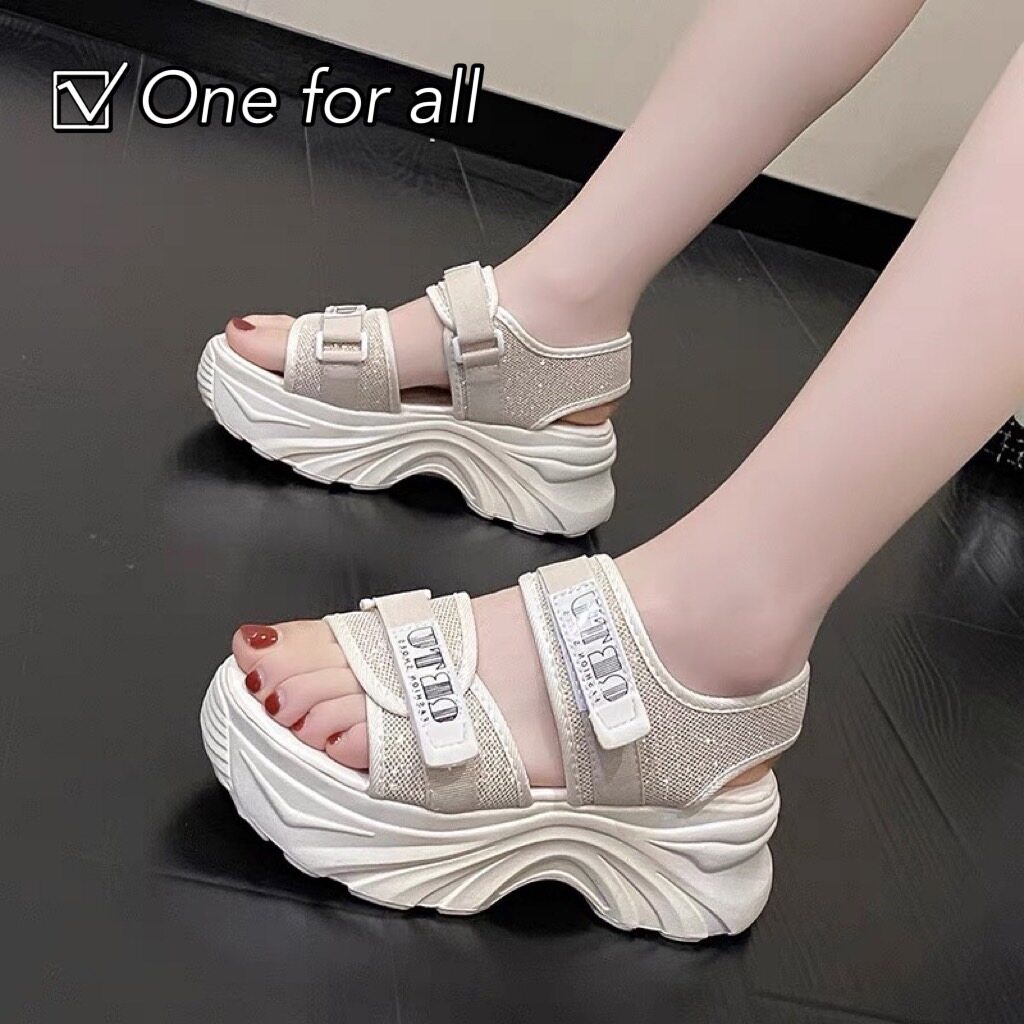 dee_dee_shop พร้อมส่งจากไทย NEW TX486 รองเท้าแตะรัดส้น ส้นตึก6cm สายปรับได้ ใส่สวยใส่สบาย ผู้หญิง แฟ