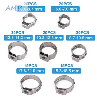 ⚡NEW 8⚡Hose Clamp 130PCS 6.0-21.0mm Single Ear Stainless Steel With Pincer Crimper