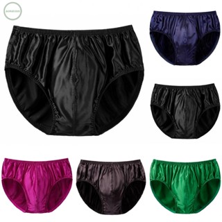 GORGEOUS~Mens Silk Underwear  Middle Waist Bikinis Glossy Bottoms Briefs Panties Lingerie