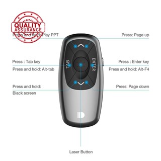 2 4GHz 100m ไร้สาย มินิ นําเสนอ Clicker PPT พอยเตอร์ รีโมทคอนโทรล หมุน ระดับเสียง พลิกปากกา T9O4