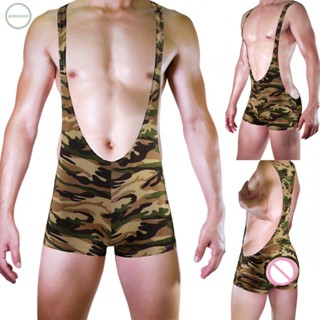 GORGEOUS~Mens Singlet Sports Jockstrap Underwear Leotard Bodysuit Jumpsuit Camouflage