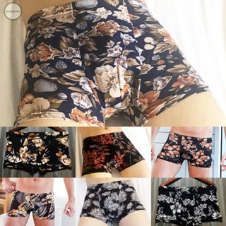 GORGEOUS~Men Underwear Comfortabe Ice Silk Mid-rise Printing Quick-dry Shorts Trunks