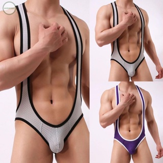 GORGEOUS~Mens Underwear Regular Rompers Sexy Singlet Solid Color Wrestling ️Mesh