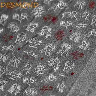 สติกเกอร์ ลายตัวอักษร DESMOND แบบสร้างสรรค์ สําหรับตกแต่งเล็บ DIY