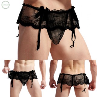 GORGEOUS~Black Lace Underwear Thong Briefs with Sissy Pouch for Men Seductive and Stylish