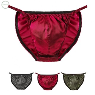 GORGEOUS~Mens Pure Silk Solid Low-rise Briefs Undies Bikinis Underwear Panties Lingerie