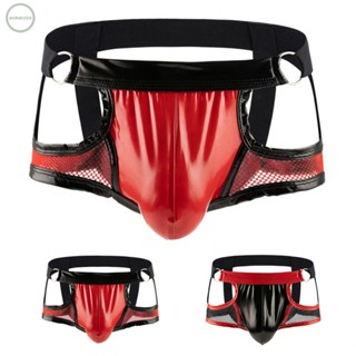 GORGEOUS~Soft Men Briefs Male Underwear Patent Leather Polyester Red Accessories