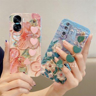 เคสโทรศัพท์มือถือ แบบนิ่ม ลายภาพวาดสีน้ํามัน รูปดอกไม้ ประดับเพชรเทียม และพลอยเทียม พรีเมี่ยม สําหรับ Honor90 Honor 70 90 Lite 5G 2023 Honor 90 Lite