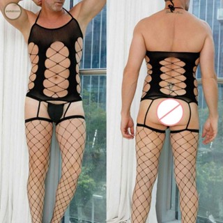 GORGEOUS~Bodysuit Lingerie Men Mesh Pouch See Through Sexy Slimming Bodystocking