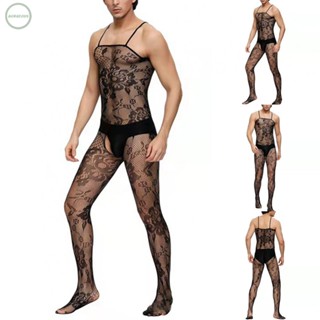 GORGEOUS~Men Sissy Body Stockings Pantyhose Sheer Hollow Out Stretchy Fishnet Tights