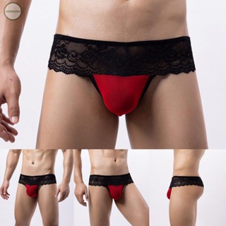 GORGEOUS~Men Underwear Classic G-String Lace Lightweight Solid Color T-back 1 Pcs