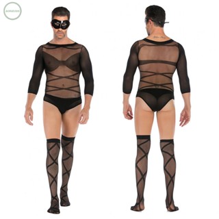 GORGEOUS~Sexy Men Fishnet Pantyhose Clubwear Full Body Stockings Sissy Bodysuit Lingerie