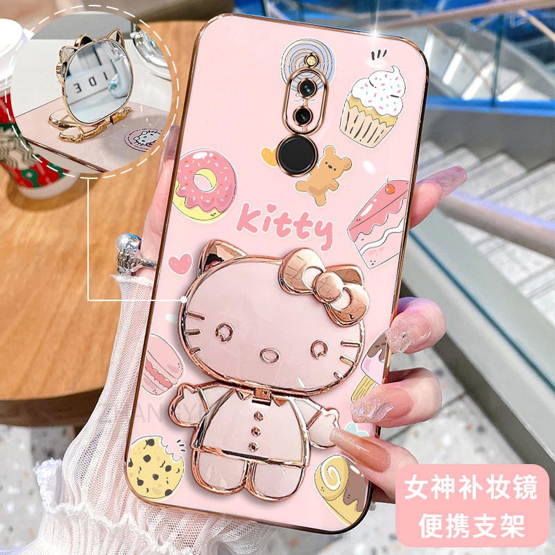 เคส REDMI 8A REDMI 8 เคสโทรศัพท์ ซิลิโคน กันกระแทก ดีไซน์ใหม่ Hello Kitty Cat พร้อมกระจกแต่งหน้า ที่ใส่ 3D แบบพกพา และเคสนิ่ม