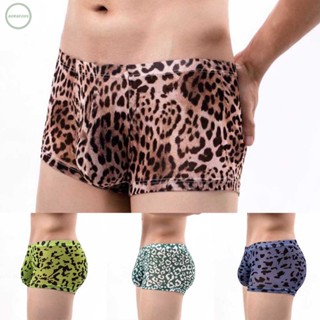 GORGEOUS~Mens Mesh Boxer Briefs Shorts Underwear Leopard Print Blue/Green Coffee M 2XL