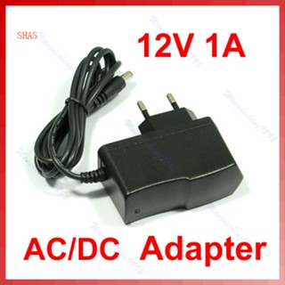 Shas อะแดปเตอร์ปลั๊ก EU 1000mA 12V 1A AC สําหรับพาวเวอร์ซัพพลาย DC